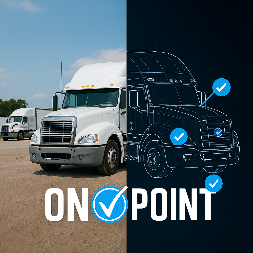 OnPoint truck inspection concept — real truck and digital inspection checklist